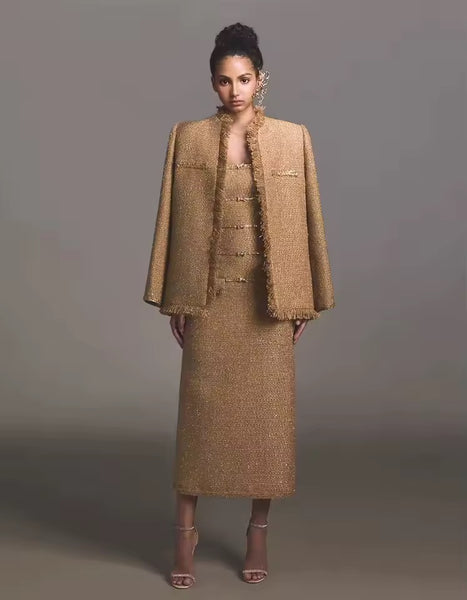 Yevezo tweed sequin dress set