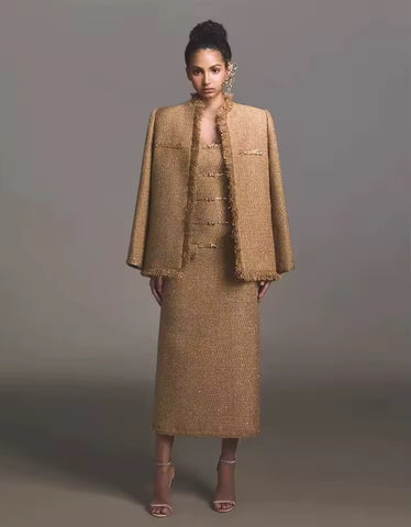 Yevezo tweed sequin dress set