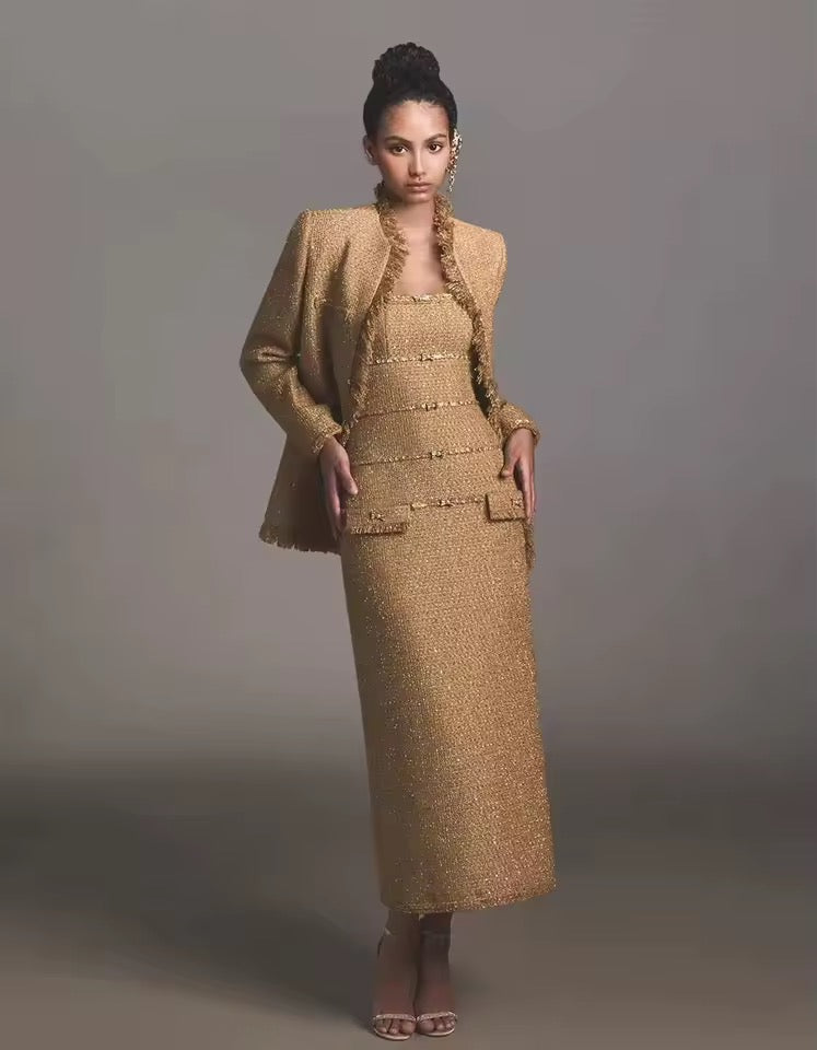 Yevezo tweed sequin dress set