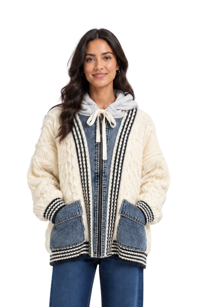 Tearra denim hoodie cardigan
