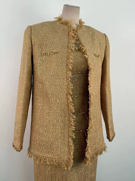 Yevezo tweed sequin dress set