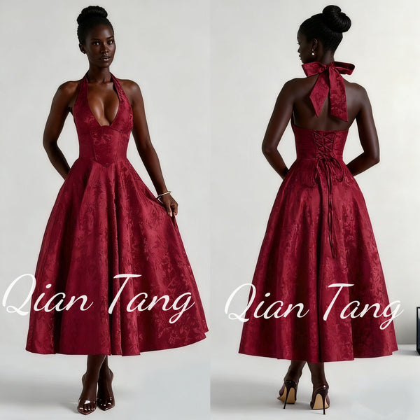 Effiey halter V-neck dress