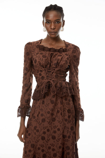 Okeli floral lace blouse and skirt set