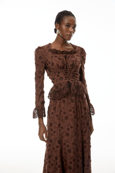 Okeli floral lace blouse and skirt set