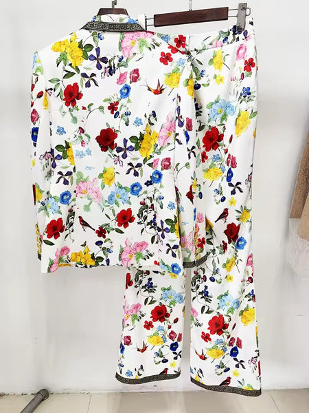 Shanna Trim Floral Trouser Set
