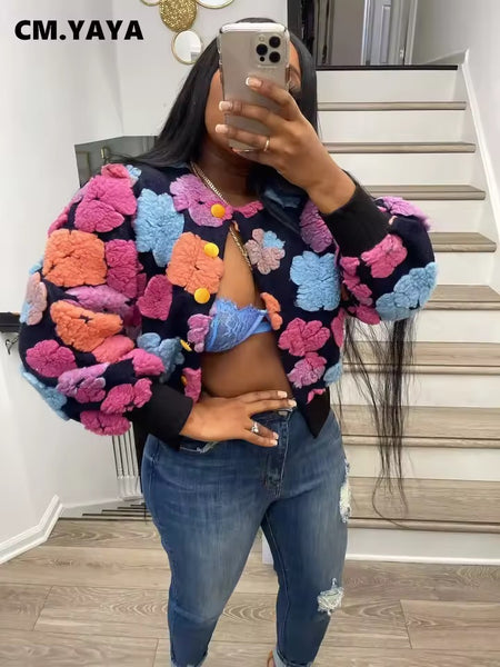 Keesha 3D flower crop cardigan