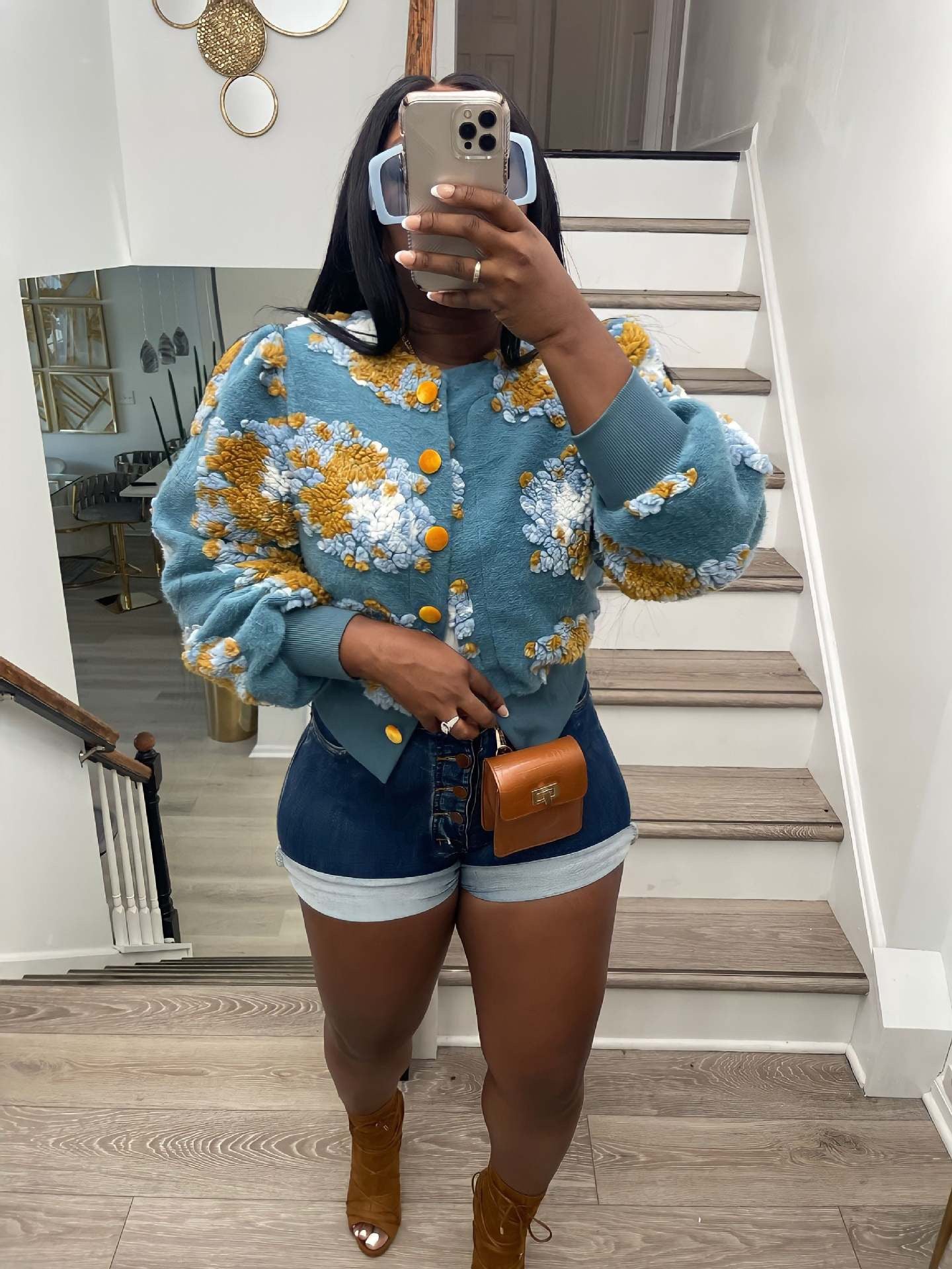 Keesha 3D flower crop cardigan