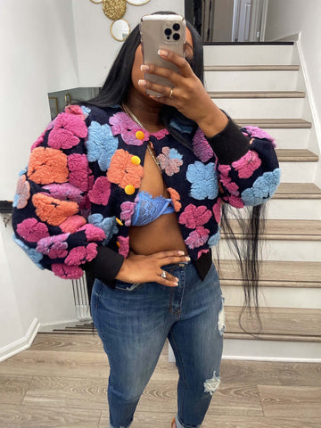 Keesha 3D flower crop cardigan