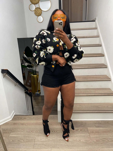 Keesha 3D flower crop cardigan