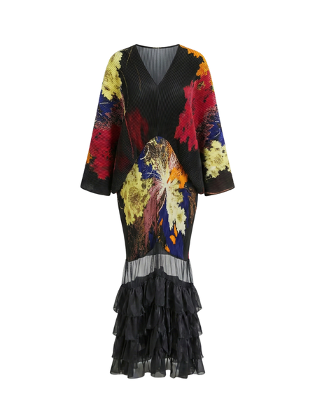 Roneke Multicolour Midi dress with sheer hem