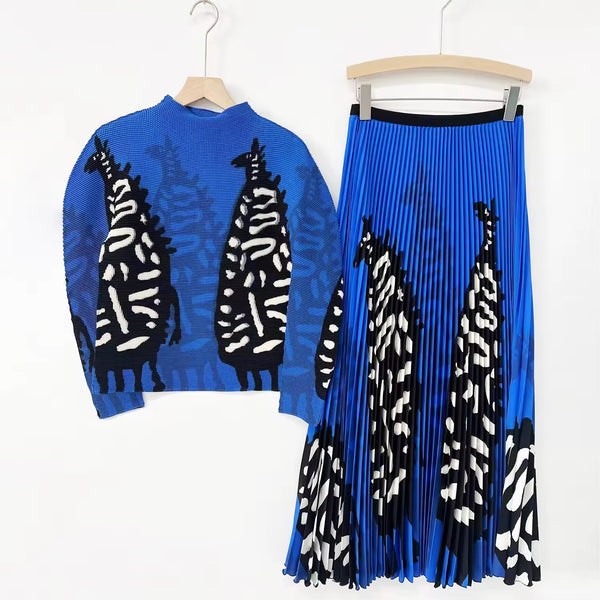 Kishori pleated skirt set