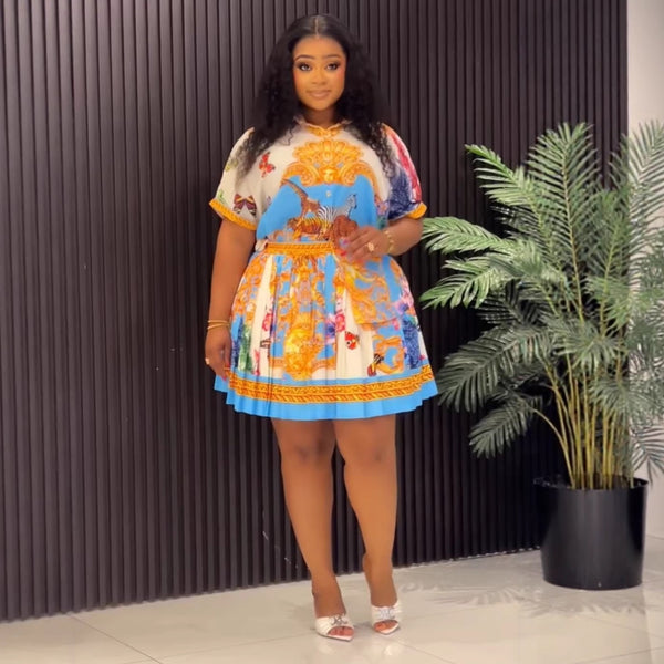 Delise pleated mini skirt set