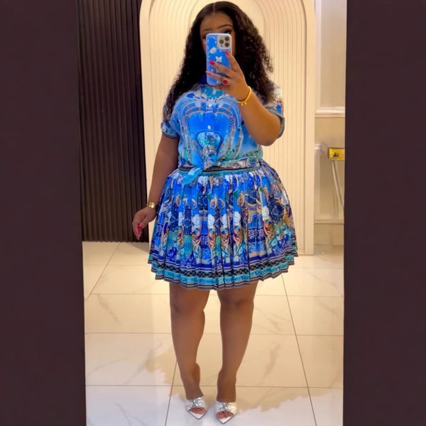 Delise pleated mini skirt set
