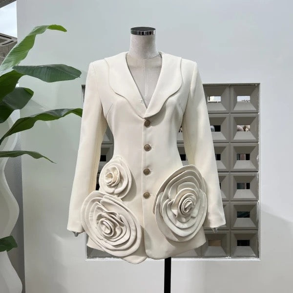 Mariya 3D flower blazer dress