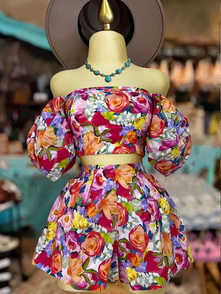 Retro Printed Short set