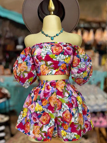 Retro Printed Short set