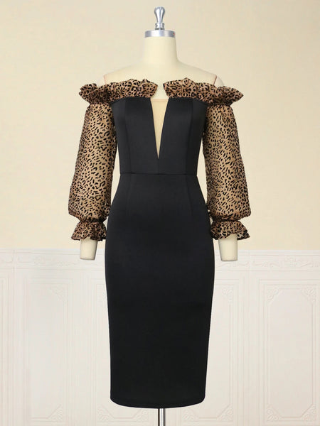 Caylie Leopard Print Sleeve dress