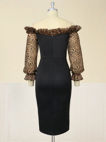 Caylie Leopard Print Sleeve dress