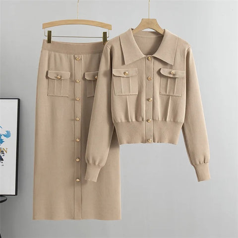 Taryn Polo neck skirt set