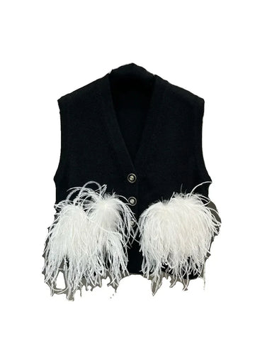 Hattie feather knitted vest