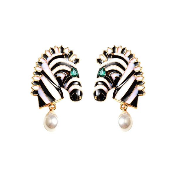 Zebra Pearl drop earrings