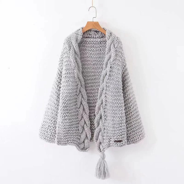 Knitted tassel cosy sweater