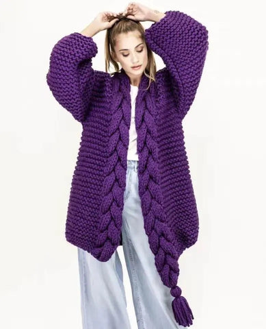 Knitted tassel cosy sweater
