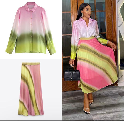 Calita 2 tone skirt set