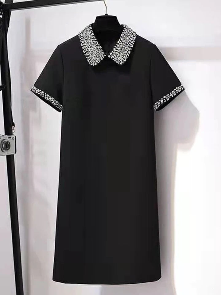 Sheilah Short sleeve jewel collar dress