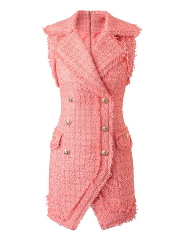Takeshia  Coral tweed dress