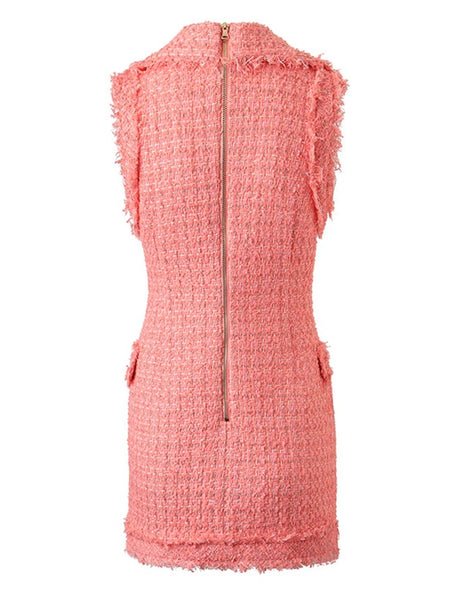 Takeshia  Coral tweed dress