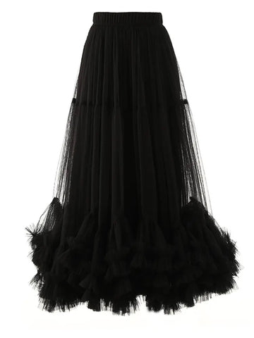 Milena Mesh ruffle skirt