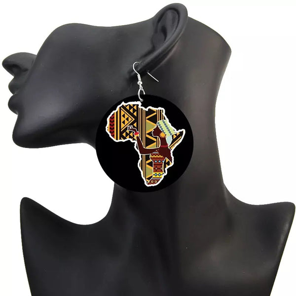 Afro centric wood earrings