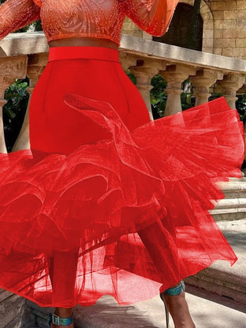 Onireta puffy red skirt