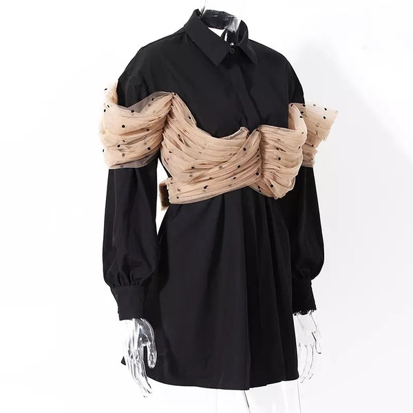 Anneka Tulle Mesh Shirt Dress