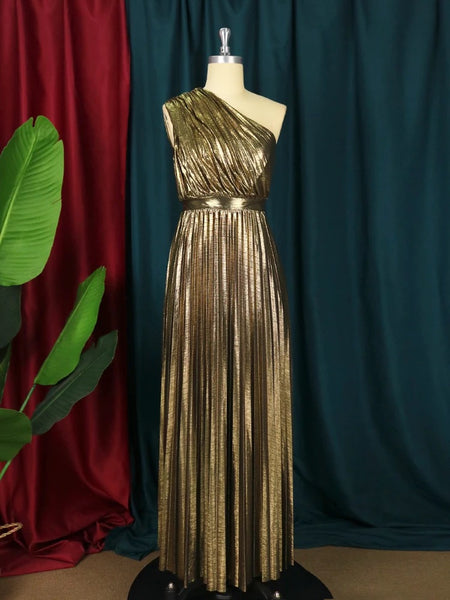 Aleksandra Metallic Pleated Dress
