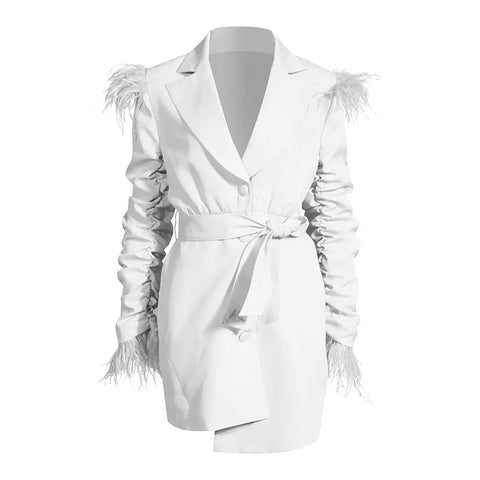 Tia feather detail blazer dress