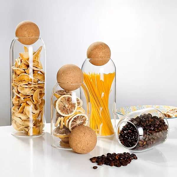 Transparent Lead-free Glass Bottle With Ball Cork Lid