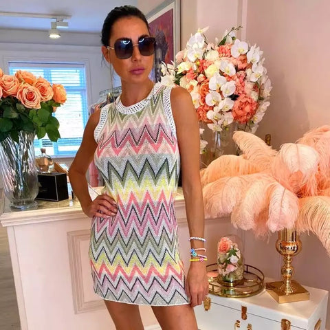 Zari Zig Zag Lace Knit Crochet Summer Dress