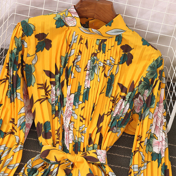 Nyasha Long Sleeves Lace Up Wild Floral Maxi Dress