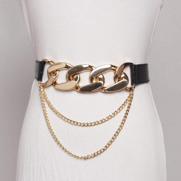 Elastic gold chain belt