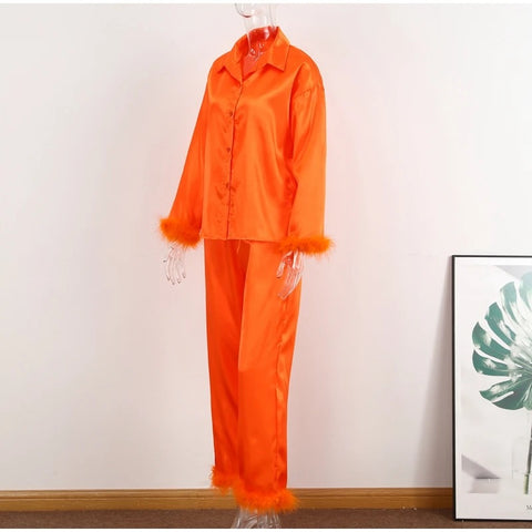 Everette fluffy hemmed trouser set
