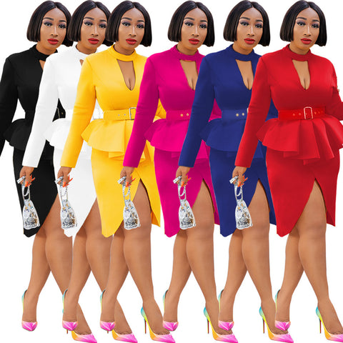 Macy Peplum belted dress