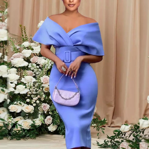 Jasmine Off shoulder V-neck Dress