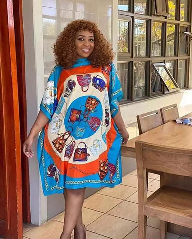 Elisa Satin Dashiki Style Dress