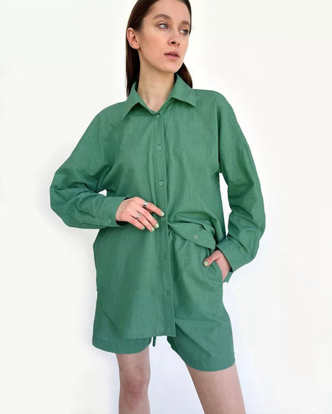 Azure Linen Short Set
