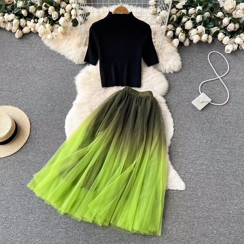 Thula  High Waist Mesh Skirt Two Piece Sets G208