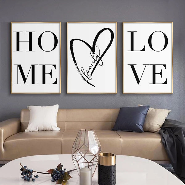 Nordic Home ❤️ Love 3 piece canvas