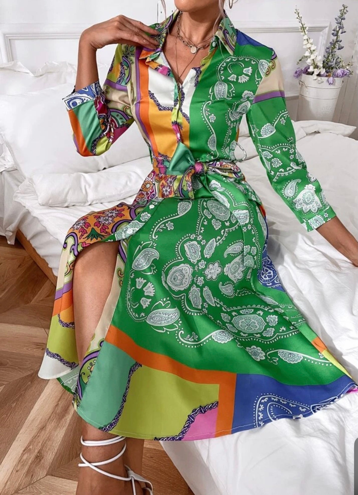 Lolerai Green Paisley Dress