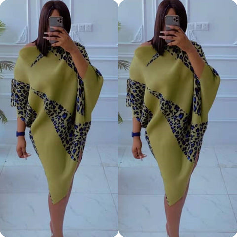 Leona Leopard Irregular Pleated Dress